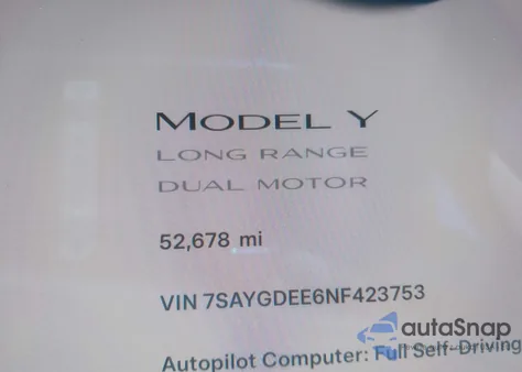 2022 Tesla Model Y Long Range Dual Motor All-Wheel Drive из США, поврежденный, VIN 7SAYGDEE6NF423753